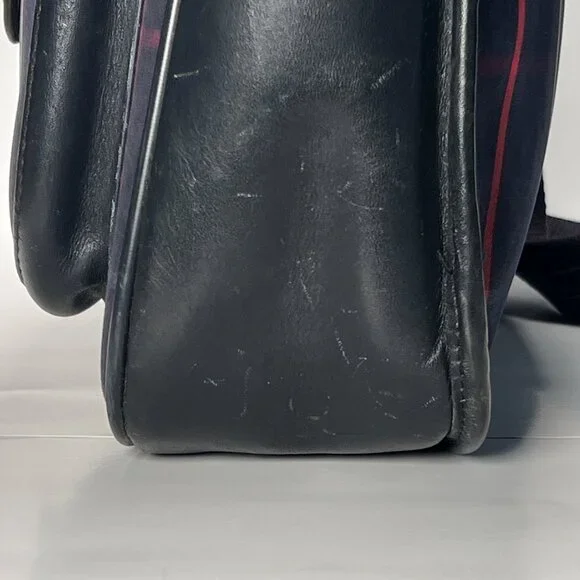 Vintage Burberry's Nova Check Messenger Bag Pre-1999 Plaid Crossbody Leather - Picture 4 of 7